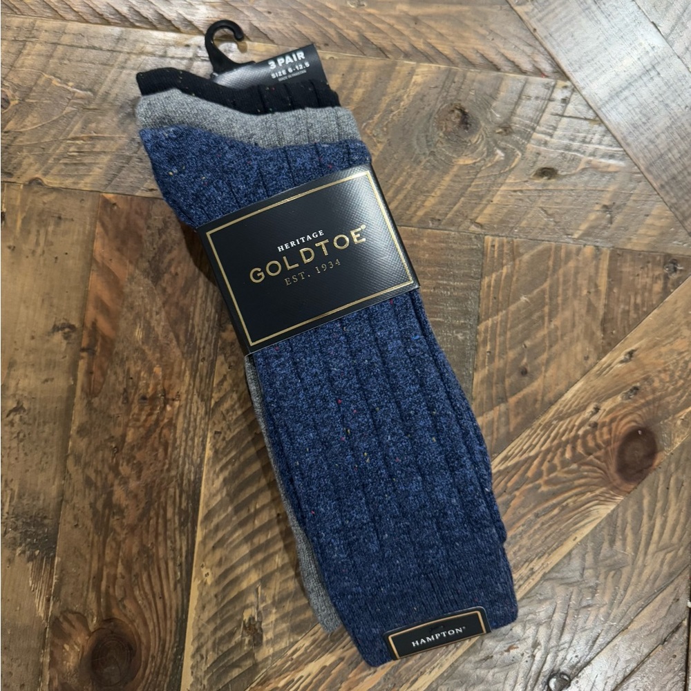 3 Pairs Men's Heritage GOLDTOE Hampton Crew  Socks Shoe SIZE 6-12.5